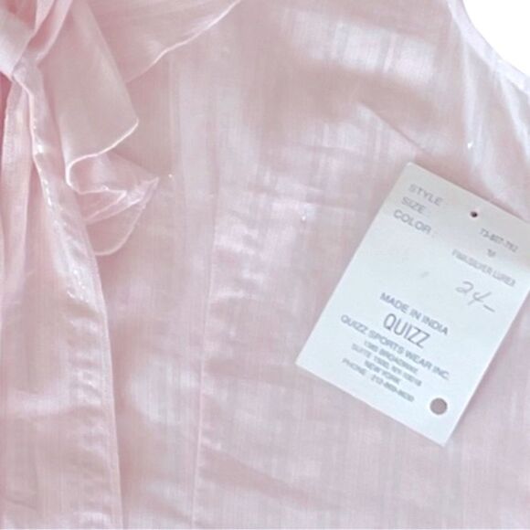 Quizz Vintage Ruffle Front Bow Sleeveless Button Up Blouse  • Medium• NWT - Picture 2 of 7